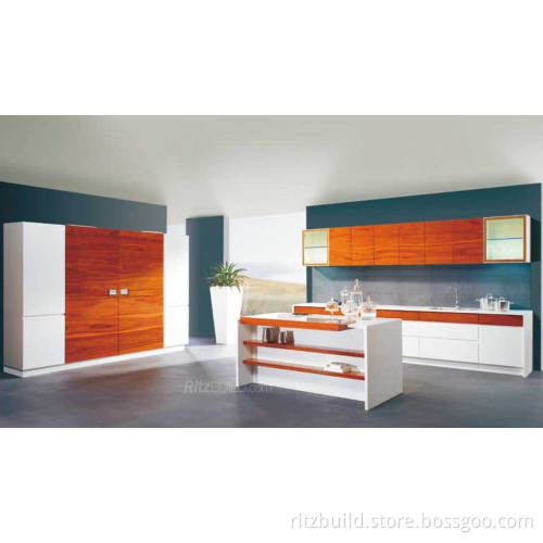 Kitchen Furniture High Gloss PVC and Solid Wood Combination Kitchen Cabinets